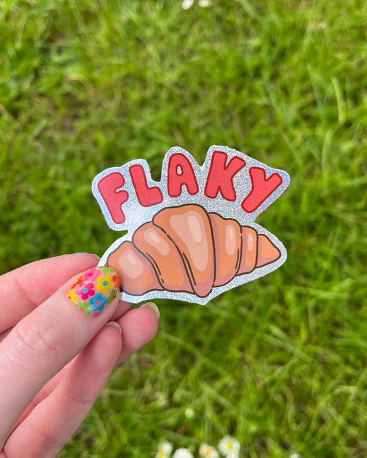 Flaky Croissant Glitter Vinyl Sticker