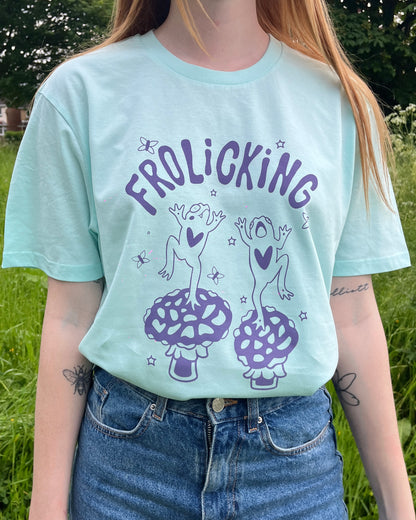 Unisex Mint Green Frolicking Frogs T-Shirt