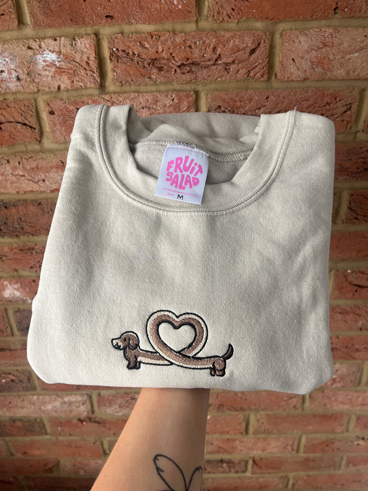 Dachshund Love Embroidered Sweatshirt