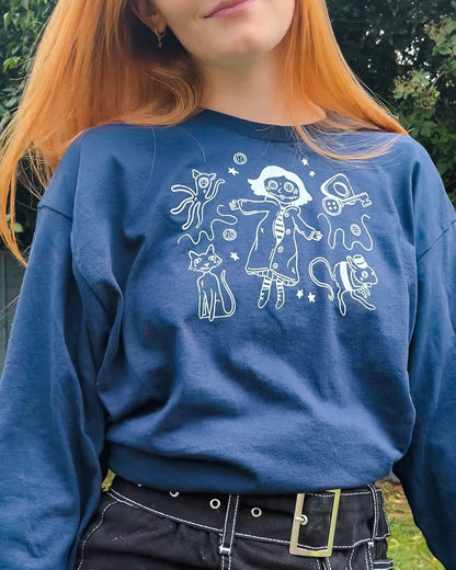 Coraline Unisex Navy Long Sleeve T-Shirt