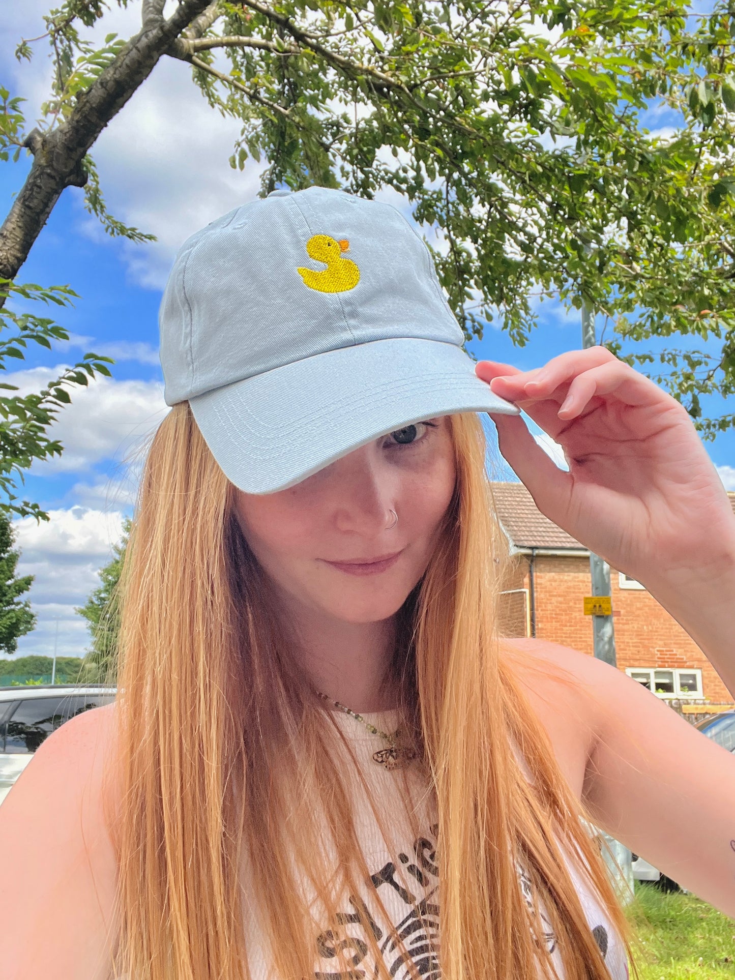 Unisex Blue Duck Embroidered Cap