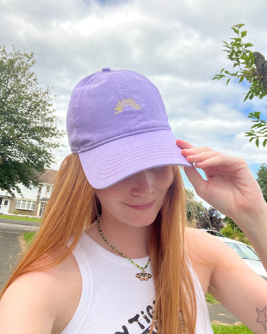 Unisex Lilac Sun Embroidered Cap