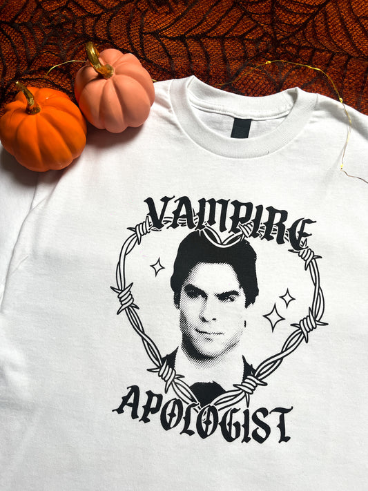 Damon Salvatore Vampire Apologist Unisex White T-Shirt