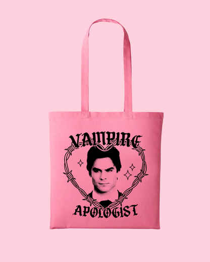 Damon Salvatore Vampire Apologist Pink Tote Bag